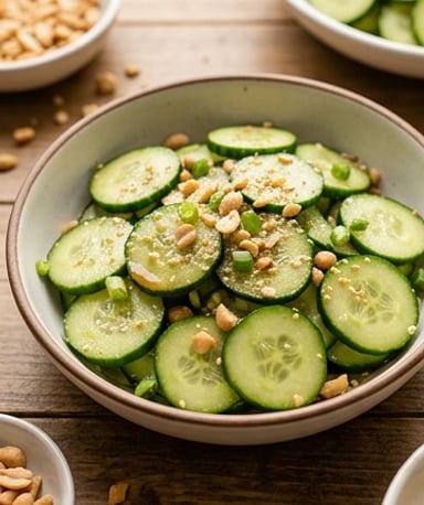 Salade de concombres thaïe au sésame et cacahuètes