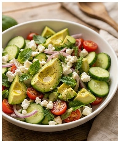 Salade estivale avocat-concombre à la feta