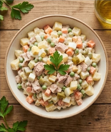 Salade Russe au Thon : Crémeuse et Rafraîchissante