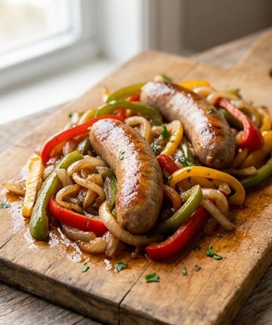 Saucisses aux poivrons et oignons