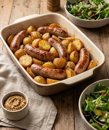 Saucisses rôties et pommes de terre fondantes : le plat qui sent le dimanche