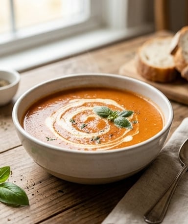 Soupe de tomates maison : onctueuse, profonde et sans prise de tête