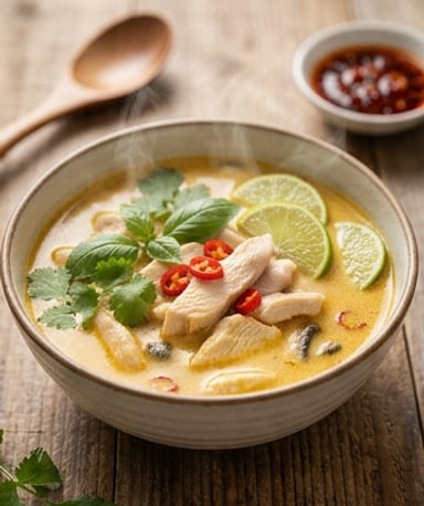 Soupe thaï coco-poulet : l’équilibre parfait entre douceur et piquant
