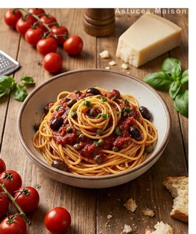 Spaghettis puttanesca : l'explosion méditerranéenne qui réveille les assiettes