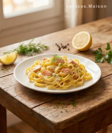 Tagliatelles aux poireaux et saumon : un crémeux qui fond dans la bouche