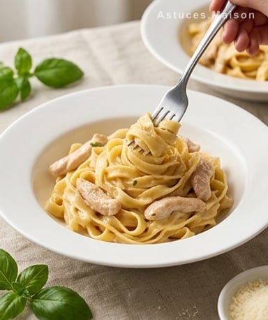 Tagliatelles crémeuses au poulet et fromage fondu : le réconfort en 30 minutes