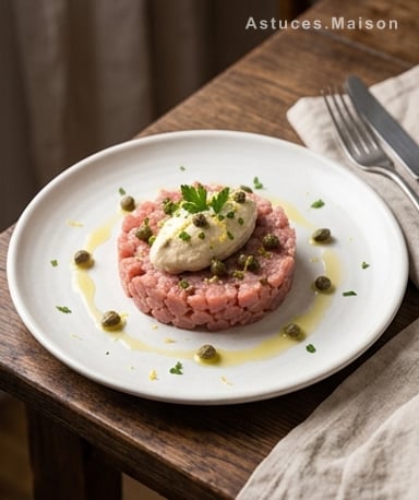 Tartare de veau façon vitello tonnato : fraîcheur et caractère