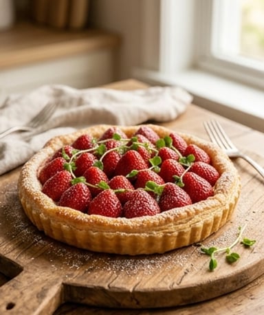Tarte aux fraises et jeunes pousses : le dessert qui croque sous la dent