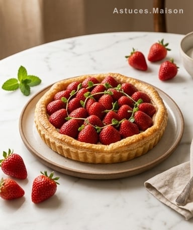Tarte aux fraises et jeunes pousses : le dessert qui croque sous la dent