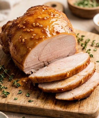 Tendre rôti de dinde au miel et ail, sauce dorée à s’en lécher les doigts