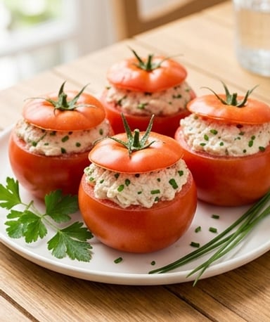 Tomates farcies au thon et fromage frais : l’entrée fraîche et rapide