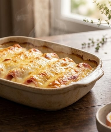 Œufs enroulés de jambon, béchamel crémeuse et gratin doré à s’y méprendre