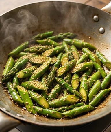 Asperges vertes sautées au sésame : le wok qui réveille le printemps