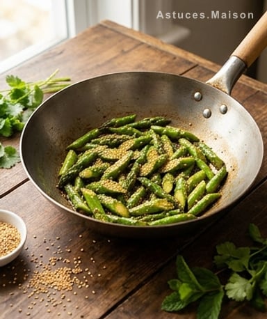 Asperges vertes sautées au sésame : le wok qui réveille le printemps
