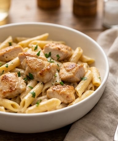 Pâtes au poulet et Boursin : la sauce qui fait fondre tout le monde