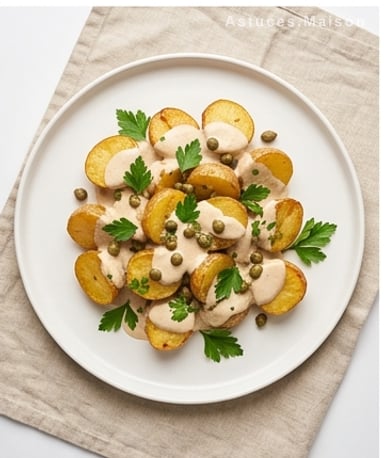 Pommes de terre de Noirmoutier croustillantes à la sauce tonnato onctueuse