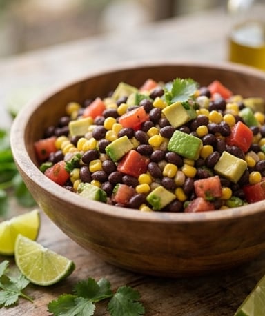 Salade tex-mex aux haricots noirs : fraîcheur croquante en 15 minutes
