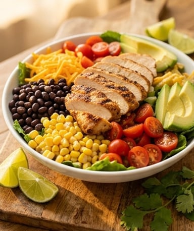Salade tex-mex grillée : poulet juteux, avocat crémeux et sauce citronnée qui claque