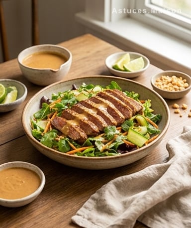 Salade thaïe au bœuf mariné : croquant, acidulé et ultra-protéiné
